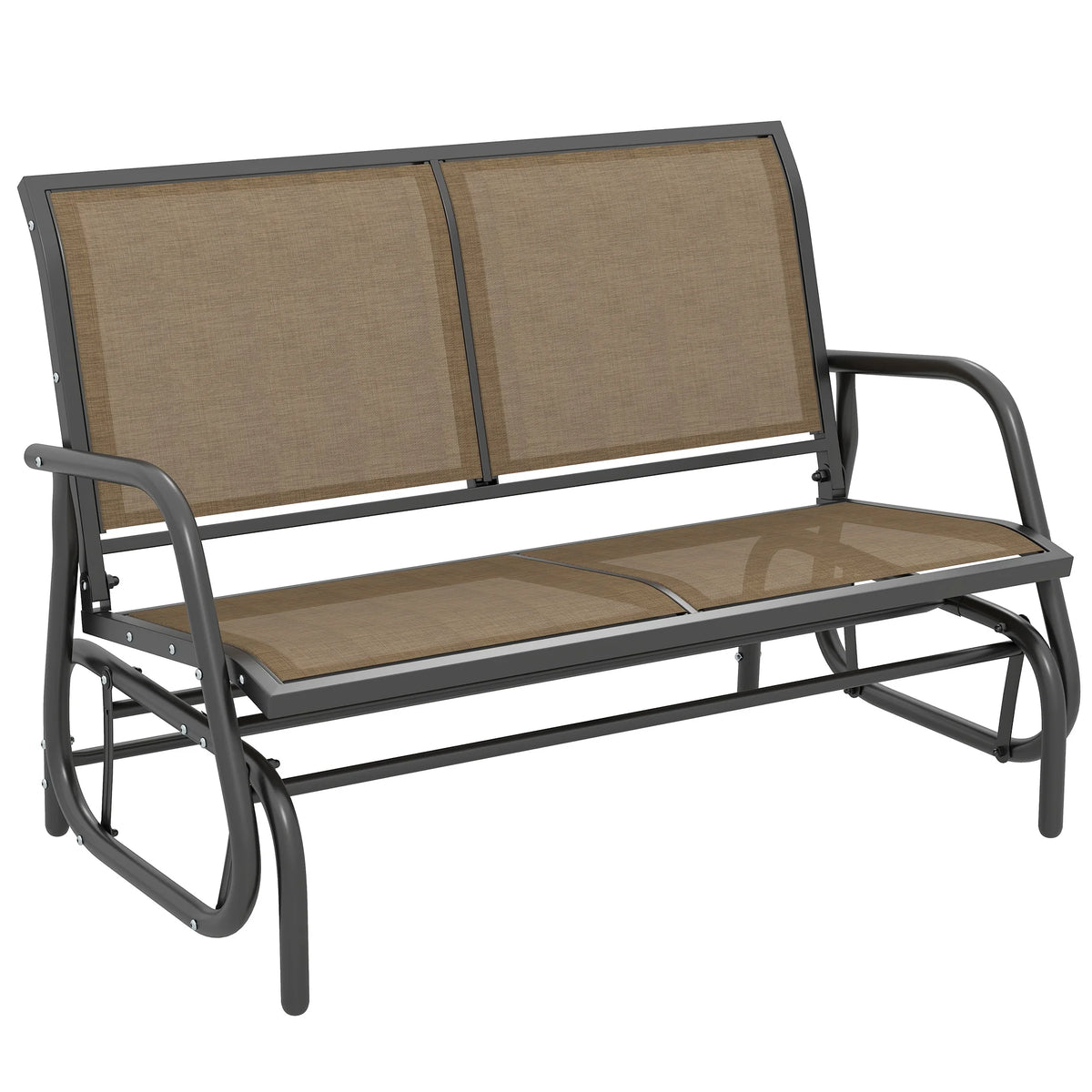 Outsunny 2-Person Outdoor Glider Bench, Patio Double Swing Rocking Chair Loveseat w/Powder Coated Steel Frame for Backyard Garden Porch, Black