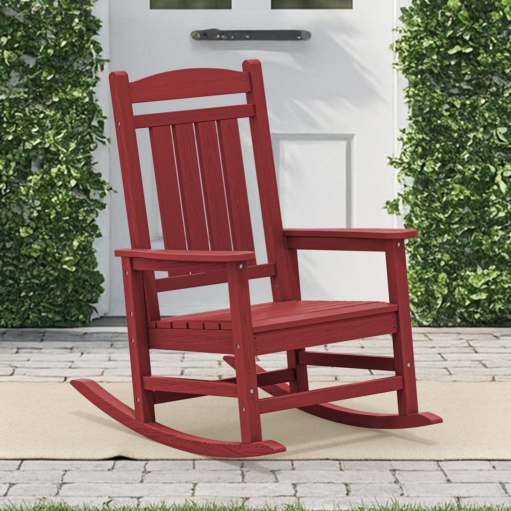 KINGYES Outdoor Rocking Chair Set of 2, HDPE Patio Rocking Chair, Heavy Duty Front Porch Rocker, Navy