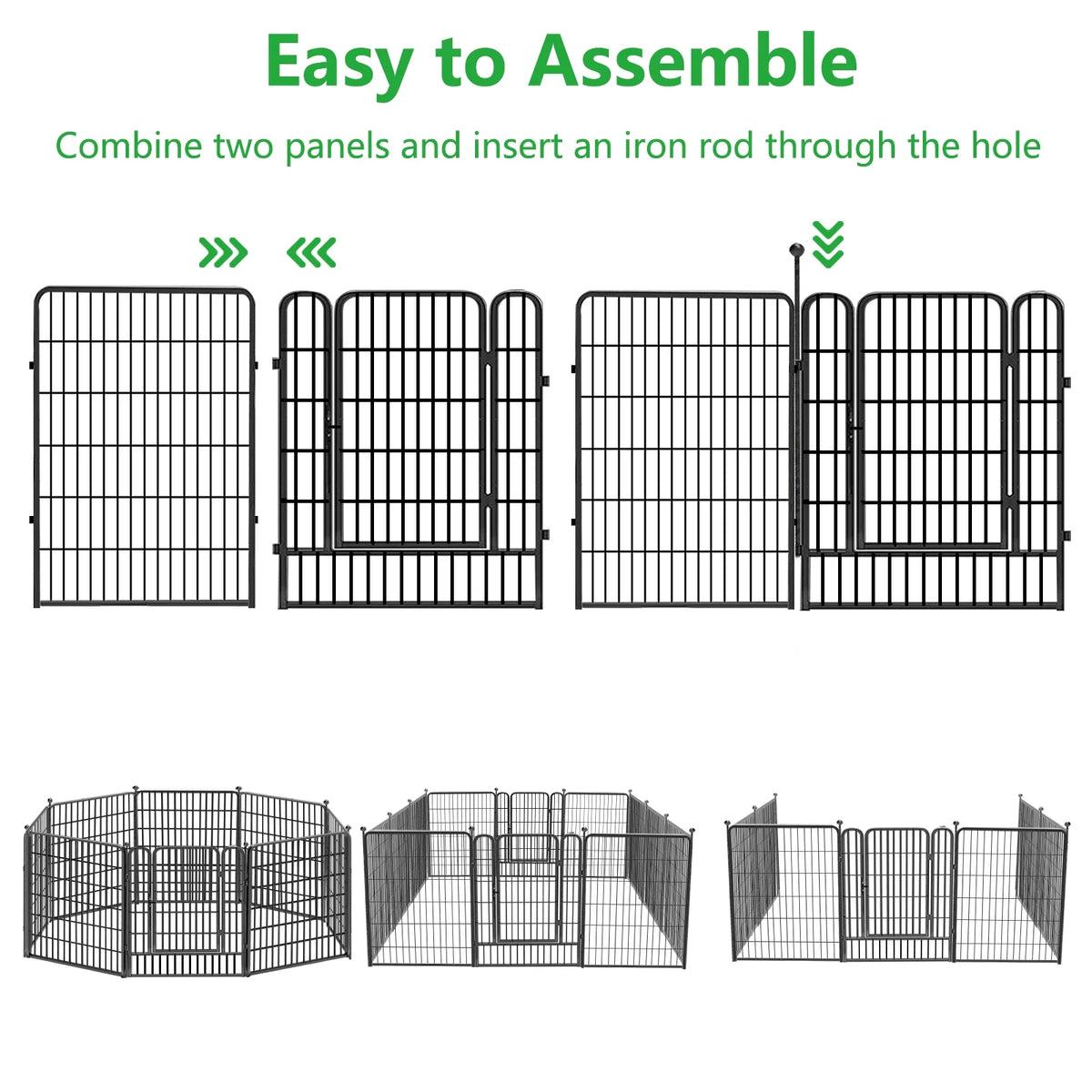 Txh001 Metal Garden Fence 28ft(L) 40in(H) Animal Barrier Metal Decorative Garden Fencing with Gate