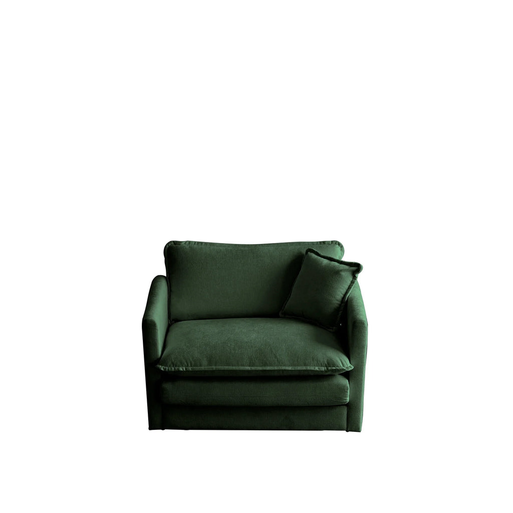 Comfy Deep Seat Sofa Chair, Upholstered Chenille Fabric Armchair with Toss Pillow for Living Room, Bedroom - Beige, Sturdy Wood Frame, 22+ Combination Options