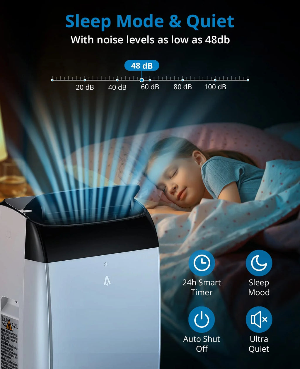 14000 BTU Portable Air Conditioner for Bedrooms up to 750 sq.ft,Standing AC Unit with Cooling,Dehumidifier & Fan Modes,Remote Control,24H Timer,Sleep Mode,Includes Installation Kit