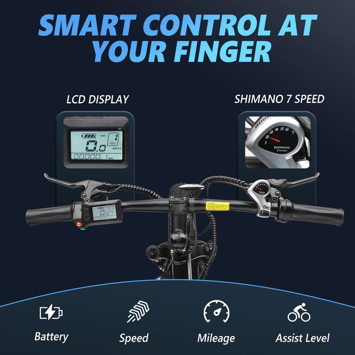 PEXMOR Electric Bike for Adult, Electric Mountain Bike 500W 48V 13AH Removable Battery, 26" Fat Tire EBike Electric Bicycle 20MPH Snow Beach E Bike w/Shimano 7 Speed Lockable Suspension Fork