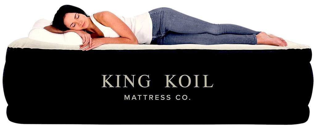 King Koil Luxury Queen Size Air Mattress with Built-in High-Speed Pump Best for Home, Camping, Guests, 13" Queen Size Luxury Double Airbed Adjustable Blow Up Mattress, Waterproof, 1-Year Warranty