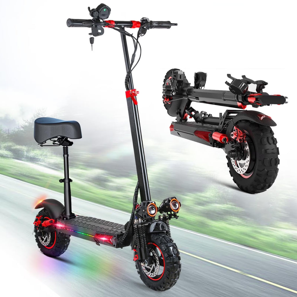 MIWEN 11'' Offroad Electric Scooter for Adult with Seat 1200W Motor up to 34MPH,30-34Miles Long Range Fast Electricscooter 48V 21Ah Foldable Escooter