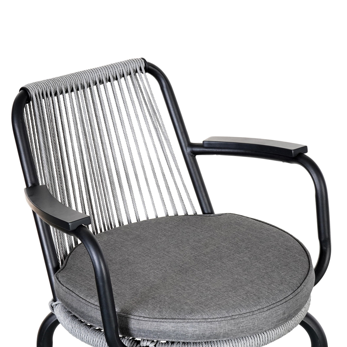 Lyric Modern 29" Outdoor Patio Bar Stools, Bar Chairs with Wood Grain Finish Frame with Hand-Woven PE Rattan Rope, Removable Cushions, Teak+Beige, Set of 2