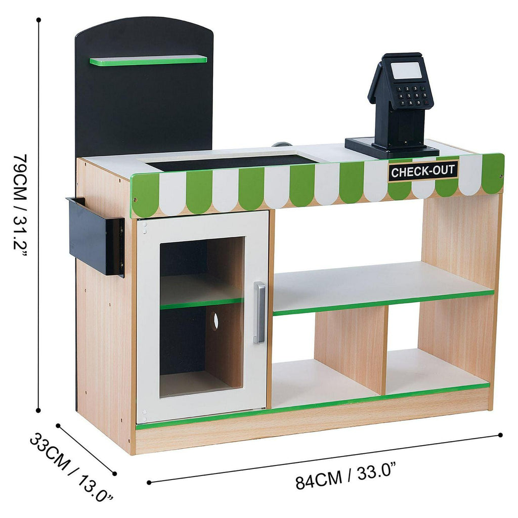 Teamson Kids Cashier Austin Wooden Play Market Stand. Green/White