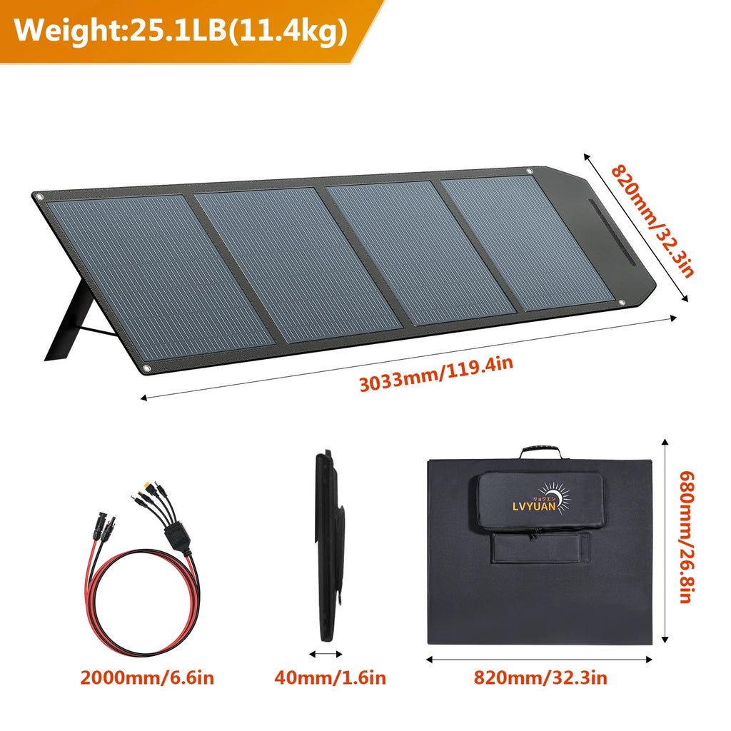 LVYUAN 400 Watt Foldable Solar Panel Kit, Portable Solar Charger Waterproof IP67 Solar Generator with MC4 Connector for Power Station, Camping, RV, Boat & Emergency