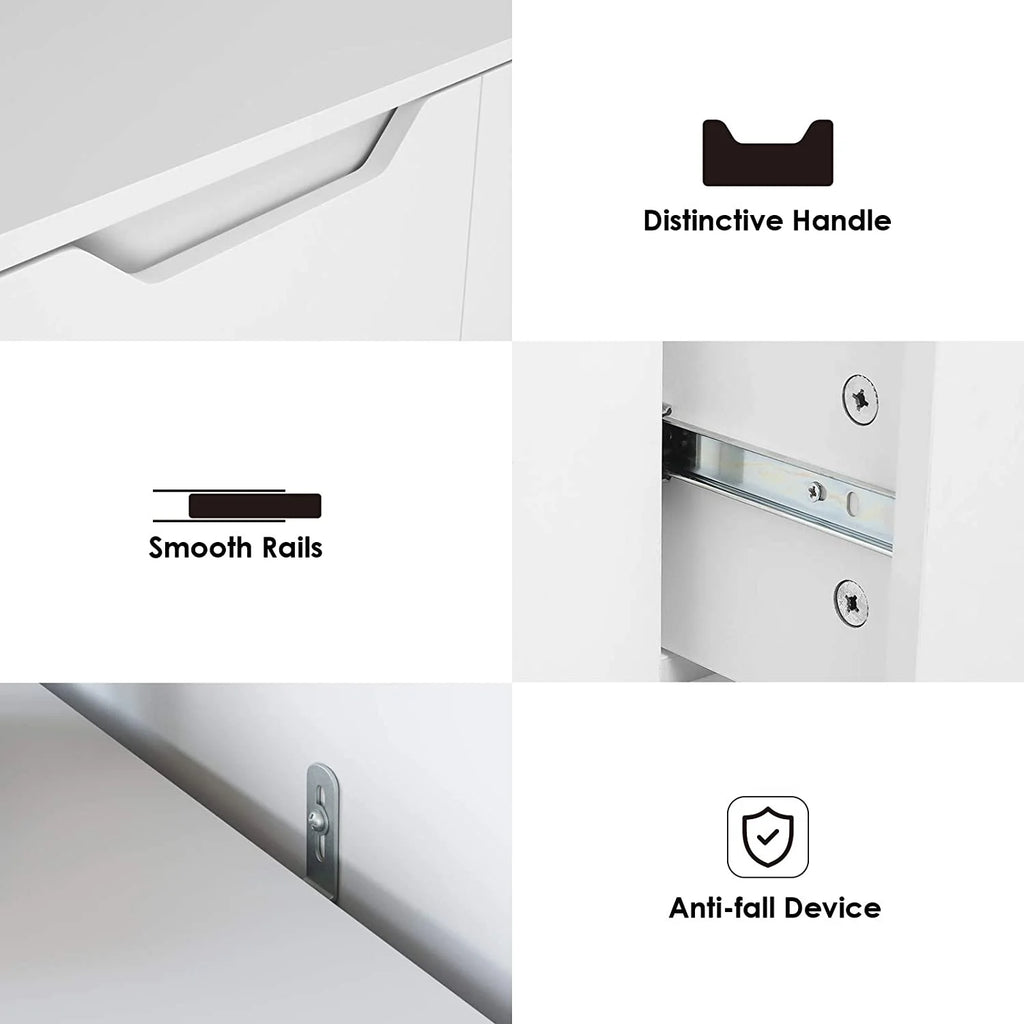 Homfa 4 Large Drawers Dresser, Modern Wood Chest of Drawers for Bedroom Hallway Living Room, White