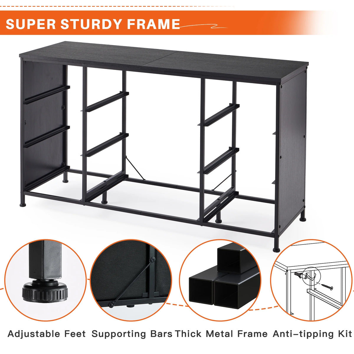 Wide Dresser TV Stand with 9 Drawers Dresser for Bedroom Chests of Drawers for Living Room, Black