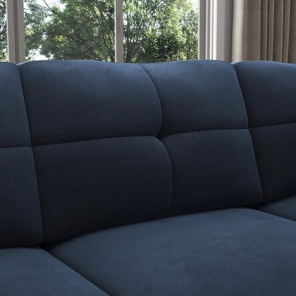 HONBAY Rivet Corner Sofa L-Shaped Sofa Couch Reversible 4-Seater Couch for Living Room and Apartment, Dark Blue