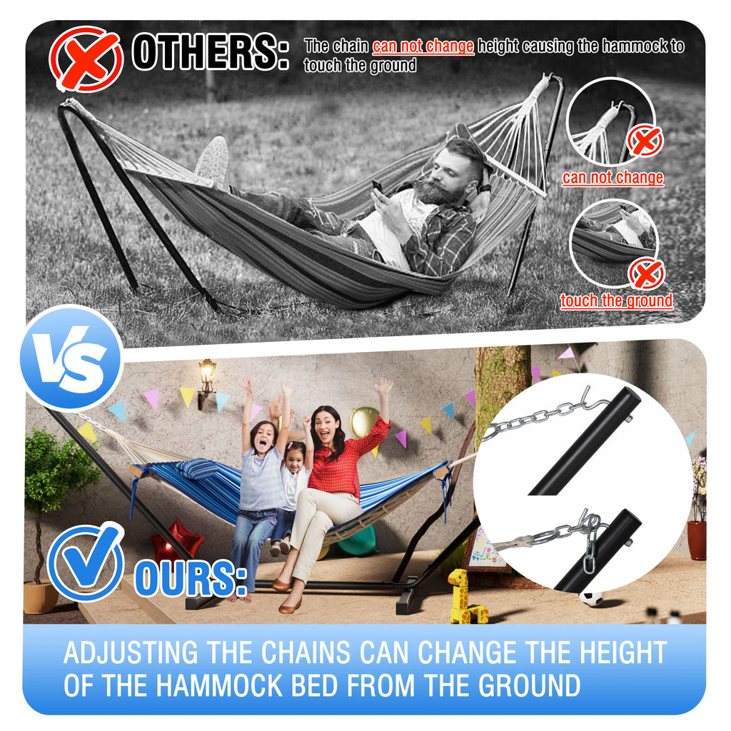 VEIKOUS 2-Person Hammock w/Metal Stand, Detachable Pad & Pillow 450lbs Weight Capacity, White