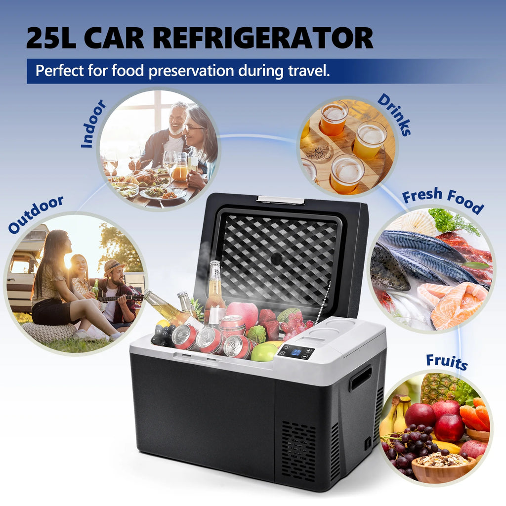 Simzlife 12 Volt Car Refrigerator, 32Qt Portable Fridge,-7℉~50℉,Freezer Fridge Cooler for RV,Camping,Black