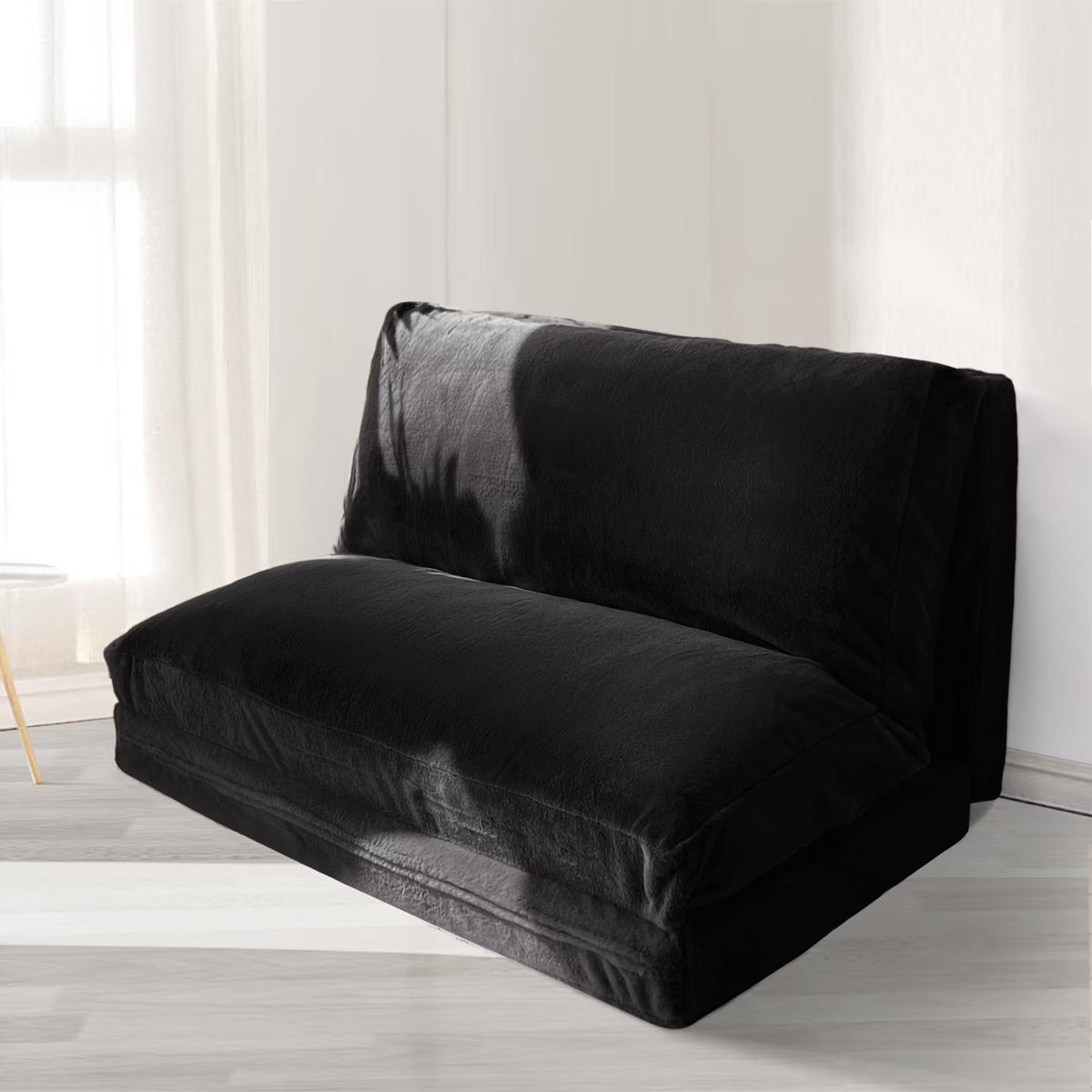 Folding Sofa Bed,Extra Thick and Long Fluffy 4 Position Convertible Flip Lounge Chair,Foam Filling Folding Matress Sofa Bean Bag with Washable Cover,Grey,39x95 Inch