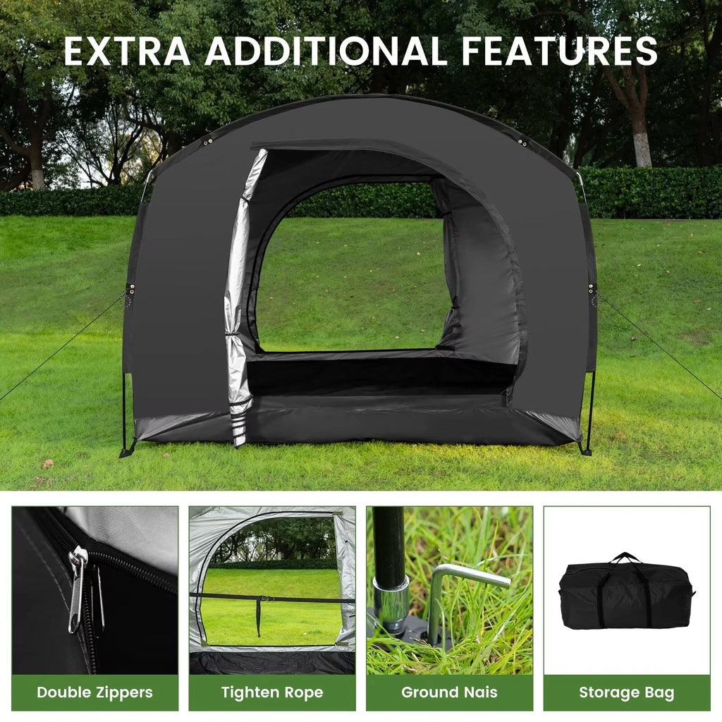 NAIZEA Large Bike Storage Tent, 47" Depth Storage for 6 Bikes Waterproof Outdoor Bicycle Cover, Lawn Mower Garden Tools Shed, Backyard Storage Room Tent Shelter W/Fixing Peg & Rop