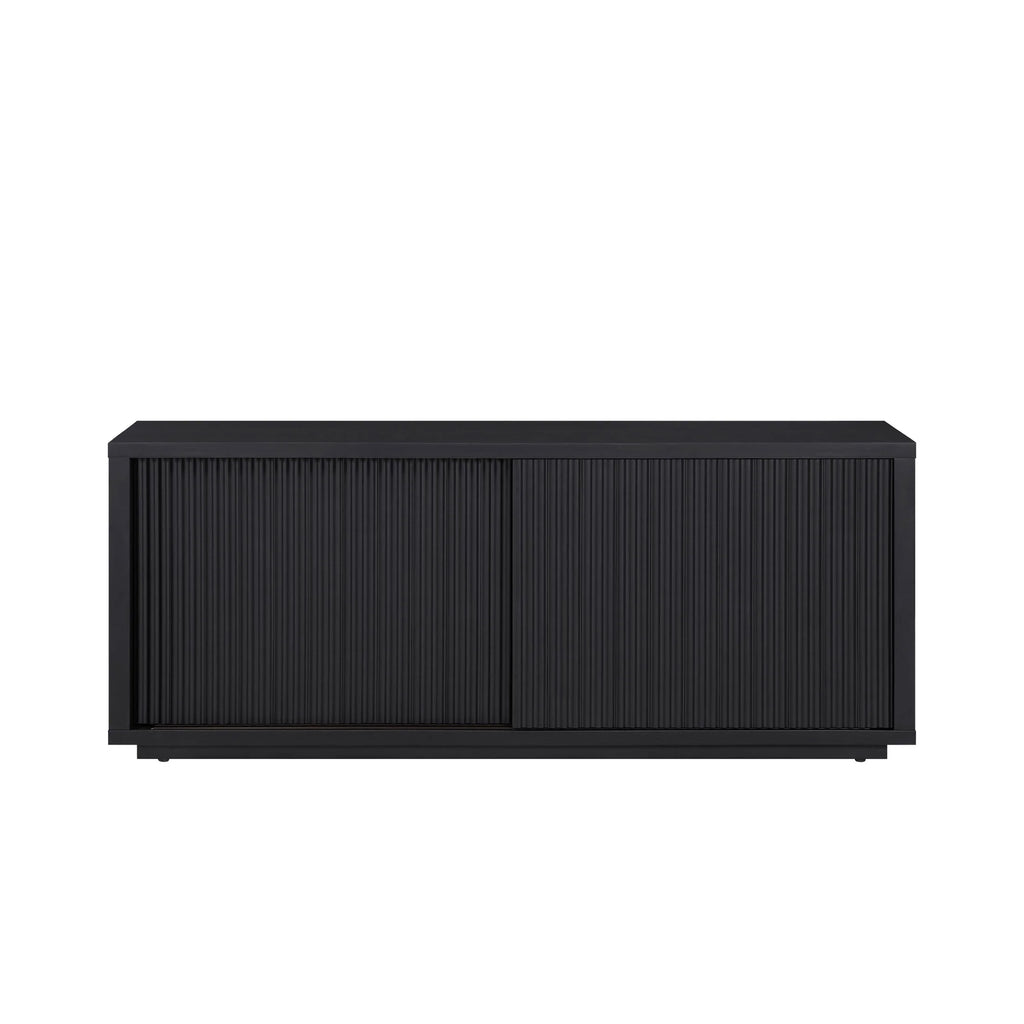 Beautiful Fluted TV Stand for TVs up to 70 by Drew Barrymore, Rich Black Finish