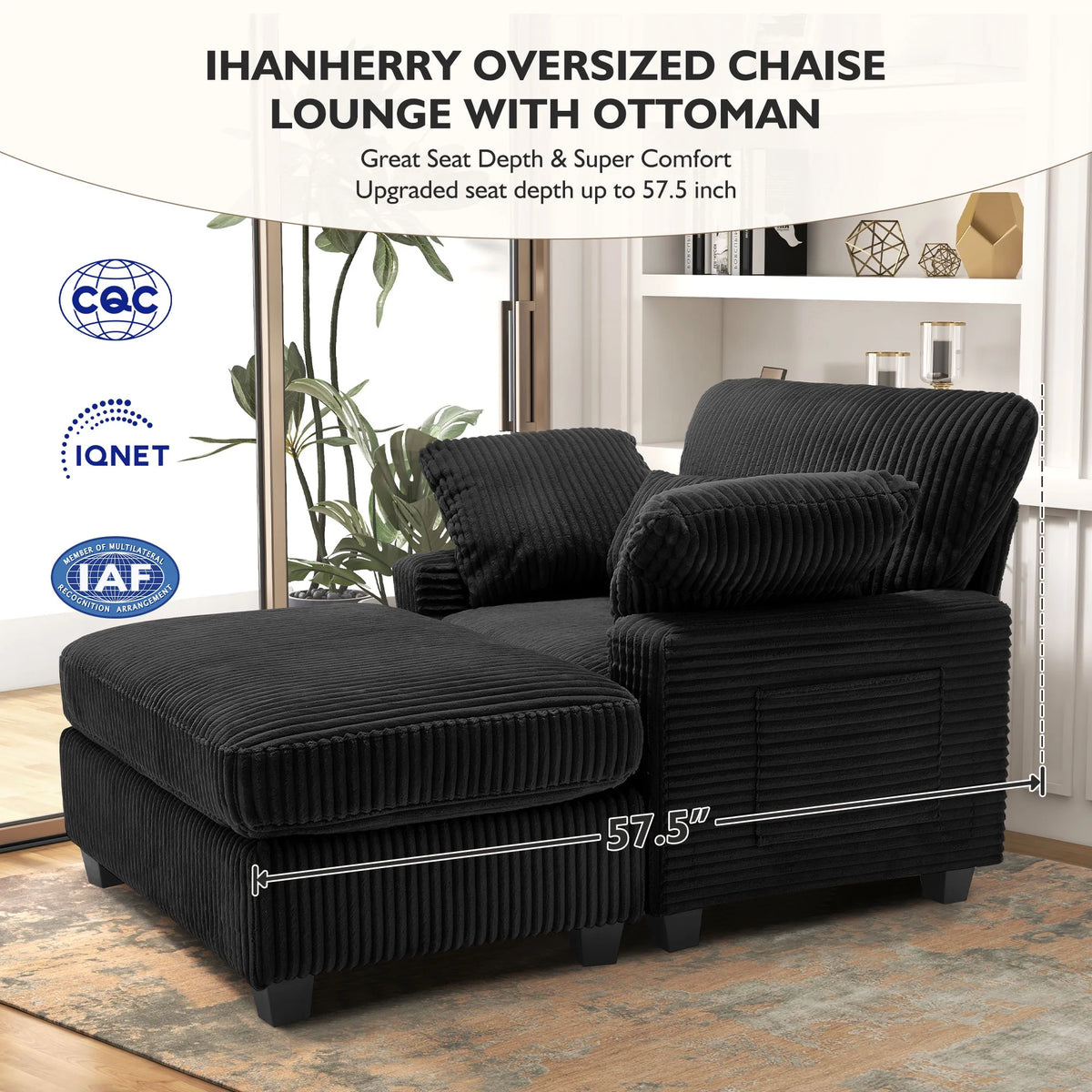 BedLuxury Oversized Accent Chair with Ottoman for Living Room,  Single Sleeper Sofa Armchair with 3 Pillows, Lounge Sofa Bed, Green
