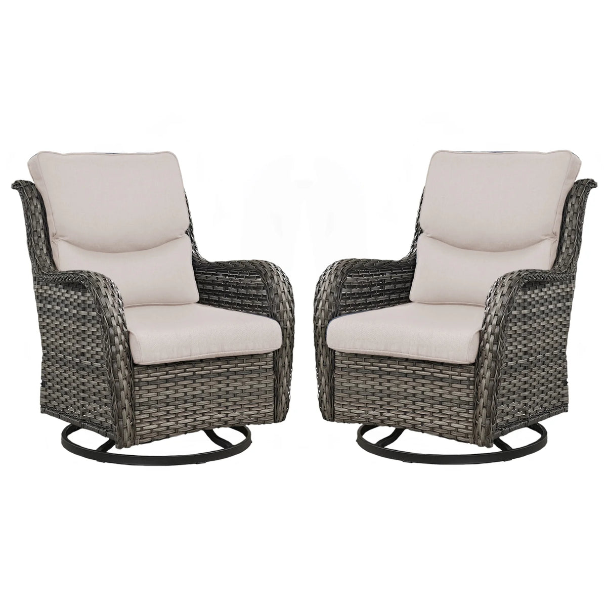 Gymojoy Outdoor Rocking Chairs Set of 2, All Weather PE Wicker Swivel Patio Glider Chairs, Garden Outdoor Furniture Set for Backyard Deck,Blue