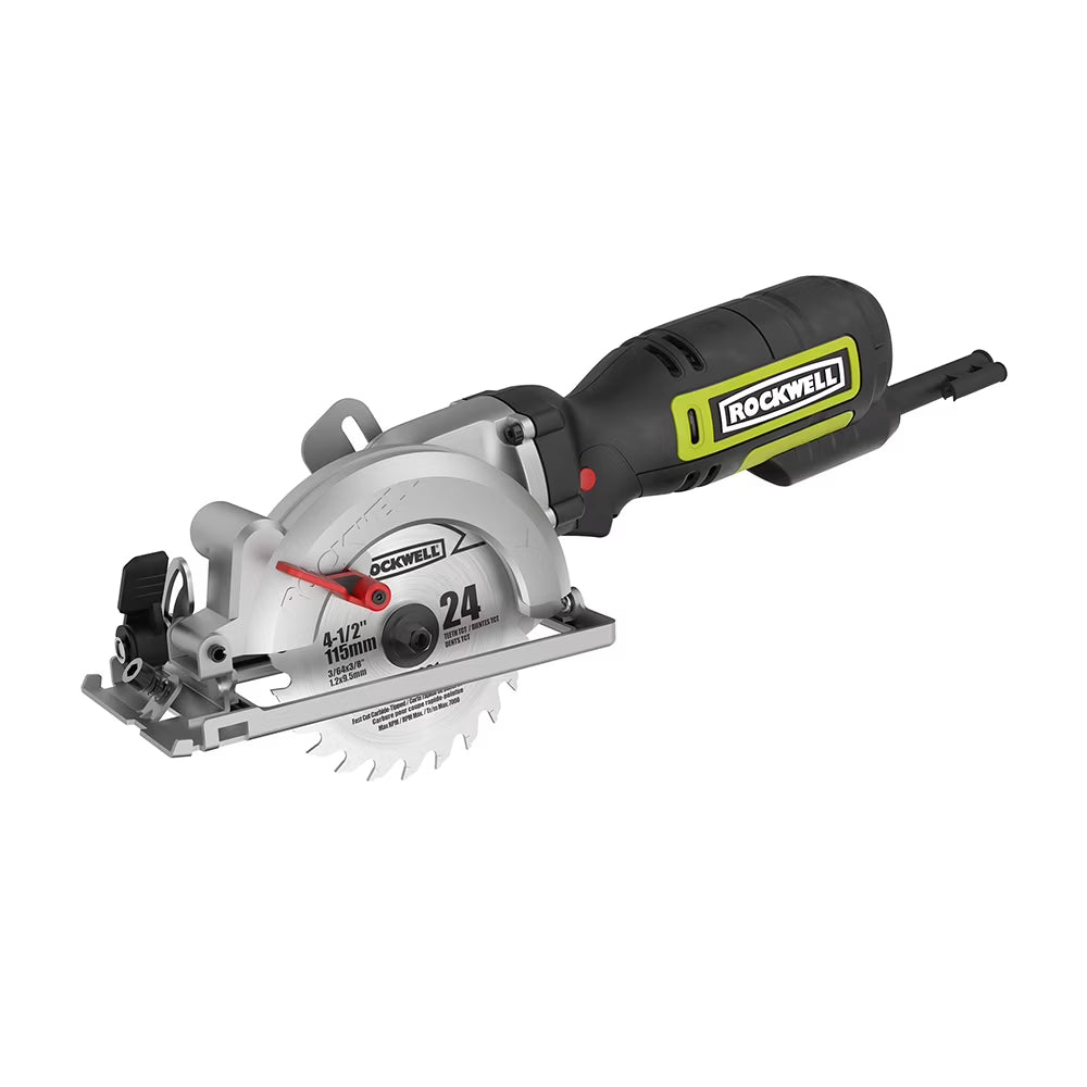 Rockwell RK3441K 4-1/2" 5 Amp Compact Corded Circular Saw Tool Kit, 3500 RPM