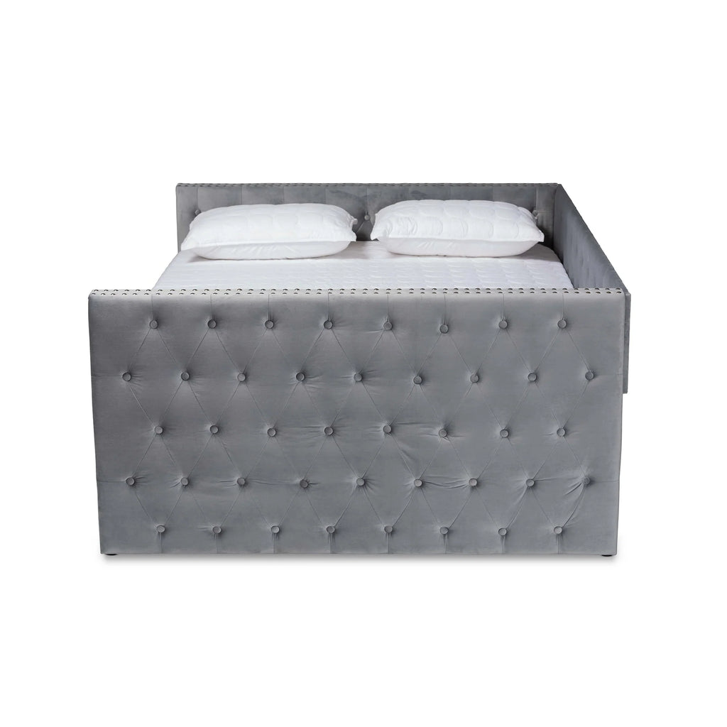 Baxton Studio Larkin Contemporary Upholstered with Trundle Daybed, Full, Grey
