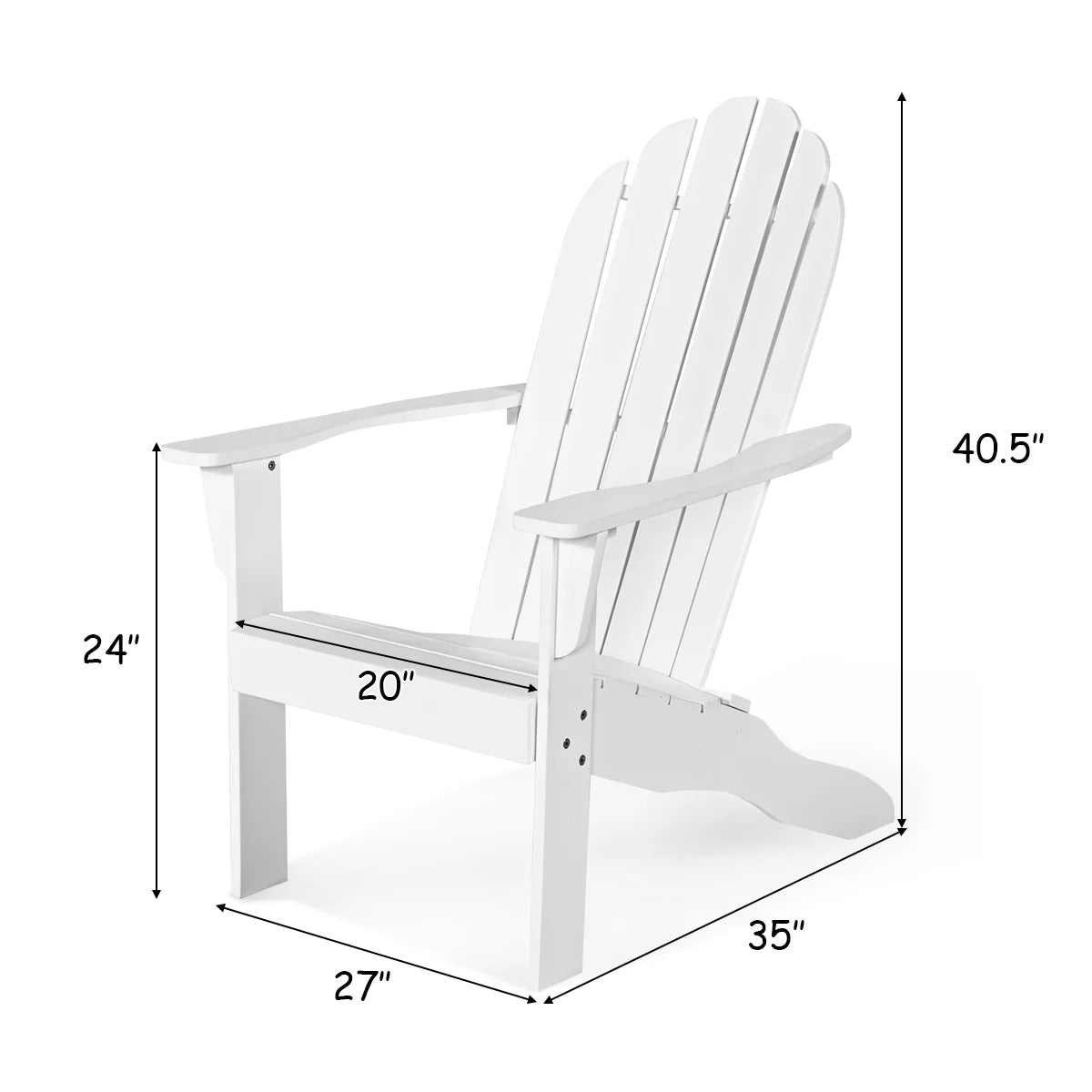 Costway Outdoor Adirondack Chair Accent Chair Solid Wood sturdy Patio Garden Deck Furniture Gray