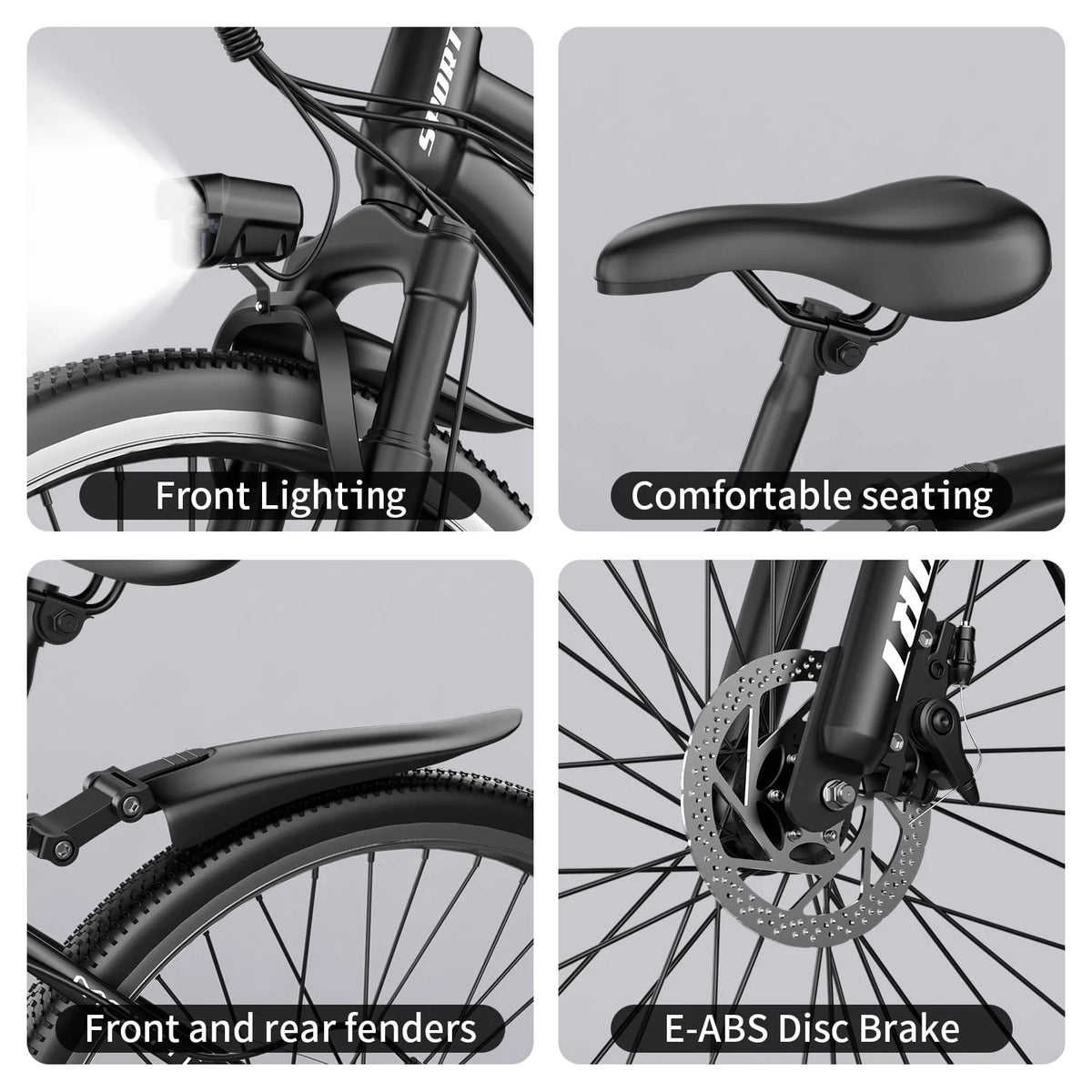 26" Electric Bike for Adults with Peak 750W Brushless Motor, 35Miles 22MPH Commuting Electric Mountain Bike with 36V 10AH Removable Battery, 7-Speed, Front Fork Suspension