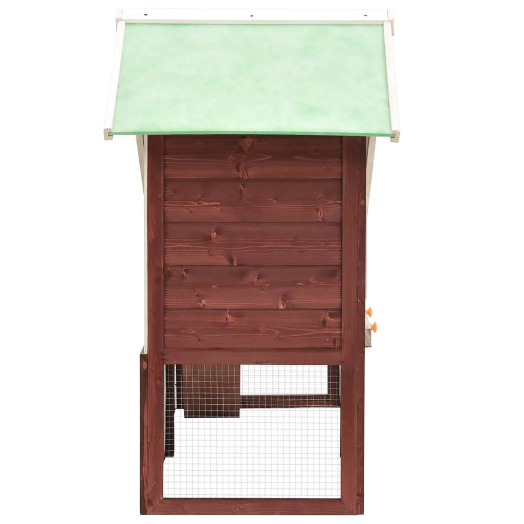 Pefilos 55" 2 Story Rabbit Hutch with Ramp, Tray, Wood Bunny Cage Poultry Chicken Coops, Beige