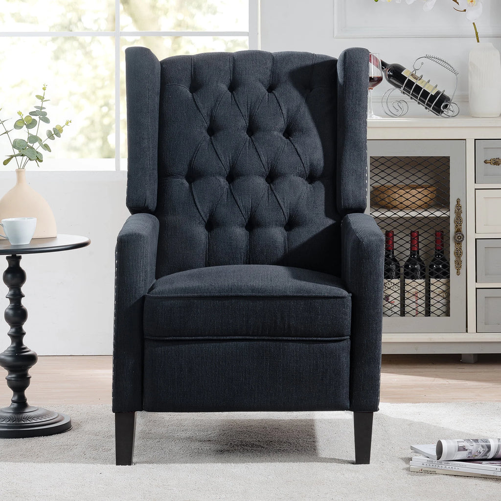 Recliner Chair, Living Room Chairs with Arms, Adjustable Single Reclining Sofa, Home Theater Seating Arm Chair with Thick Padded Seat, Footrest, Lounge Chair for Bedroom, Blue