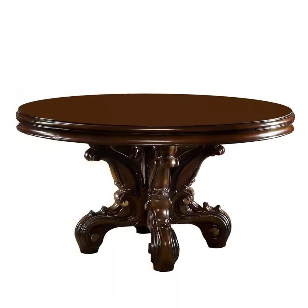 Acme Versailles Round Dining Table w/Single Pedestal, Cherry Finish Indoor