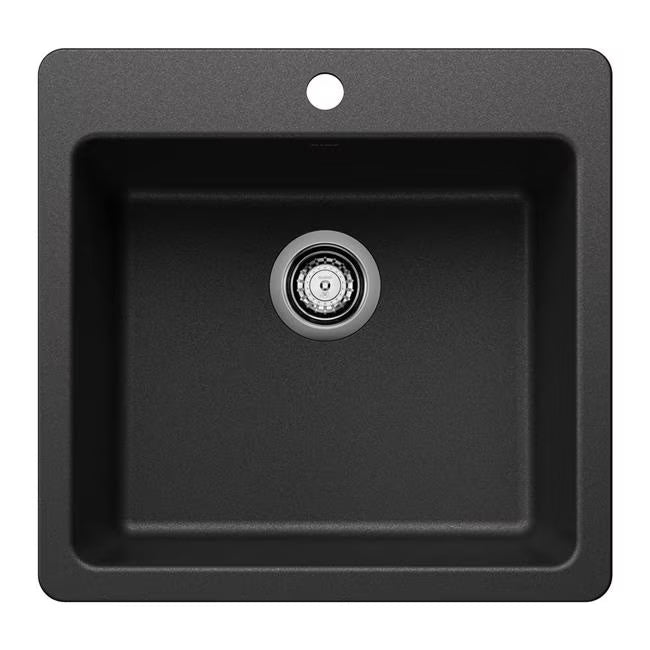 Blanco 443227 21 in. Liven Silgranti Single Bowl Dual Mount Kitchen Sink - Anthracite