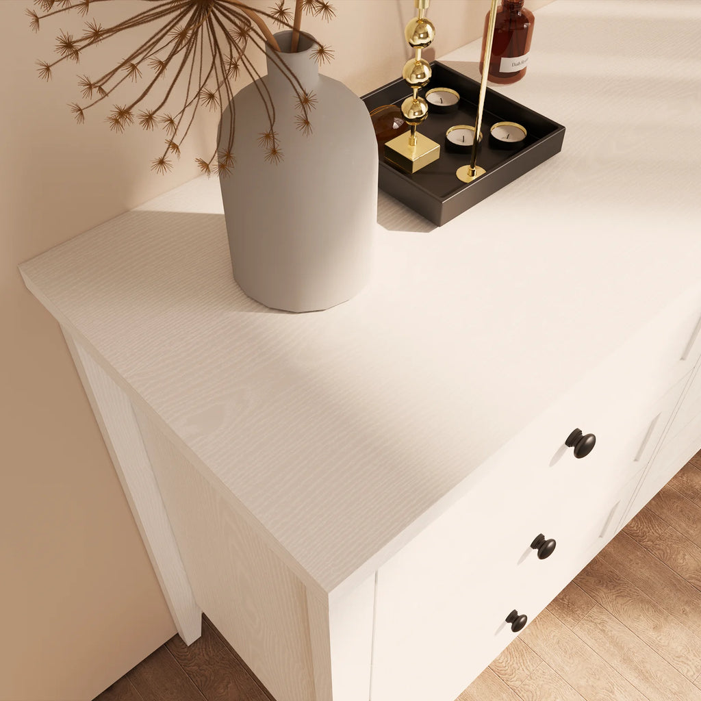 RichYa 6 Drawer Dresser for Bedroom,Chest of Drawers with Metal Knobs,Dresser for Closet,White