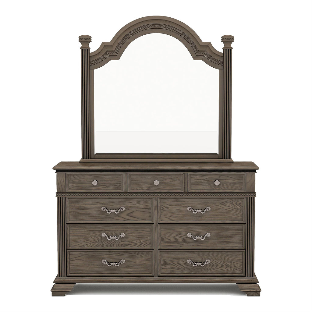 FOA Charo 6pc Gray Wood Bedroom Set-King Nightstands