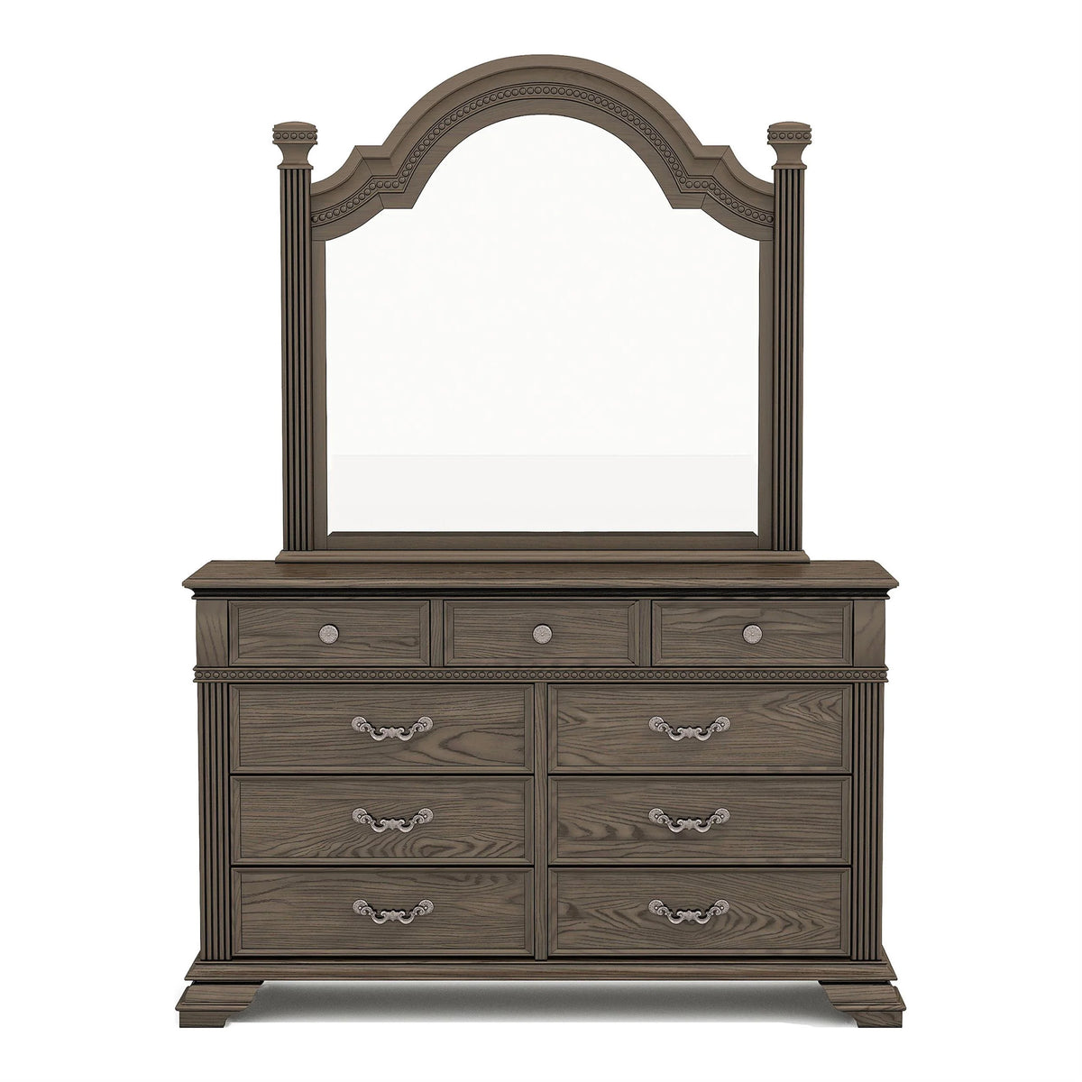 FOA Charo 6pc Gray Wood Bedroom Set-King Nightstands