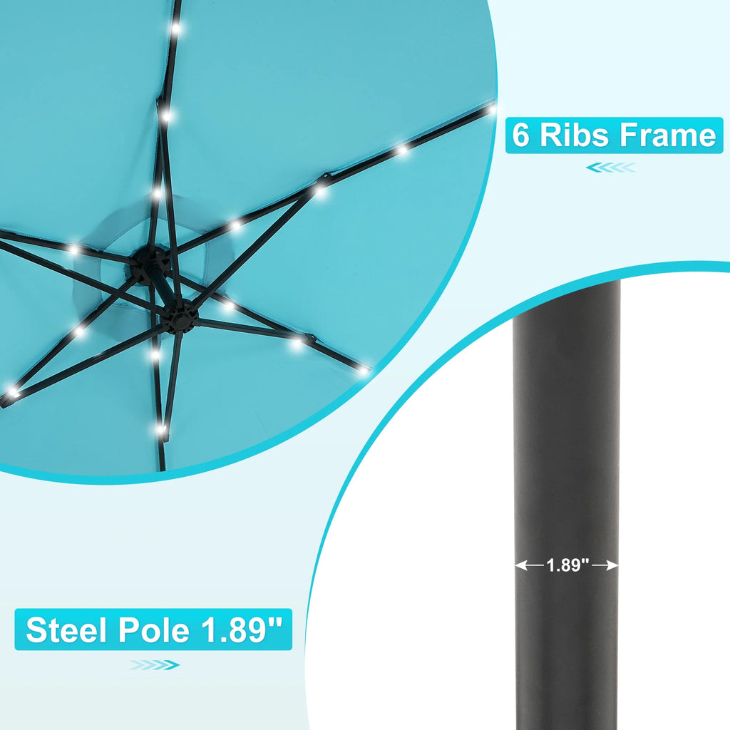 Autlaycil 10 ft Cantilever Offset Outdoor Patio Umbrella with Base Stand Rotate and Tilt, Blue