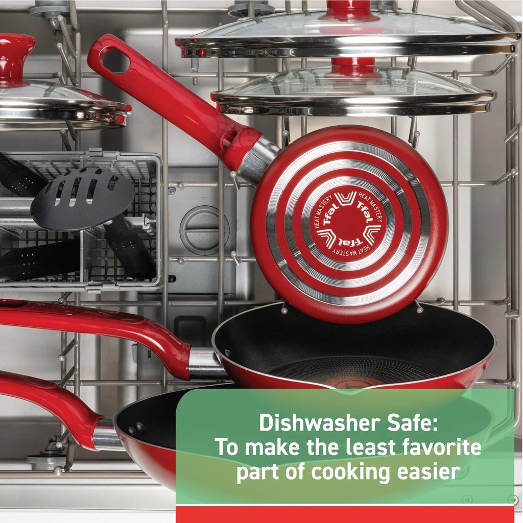 T-fal Easy Care, 20 Piece Non-Stick Pots and Pans Cookware Set, Grey