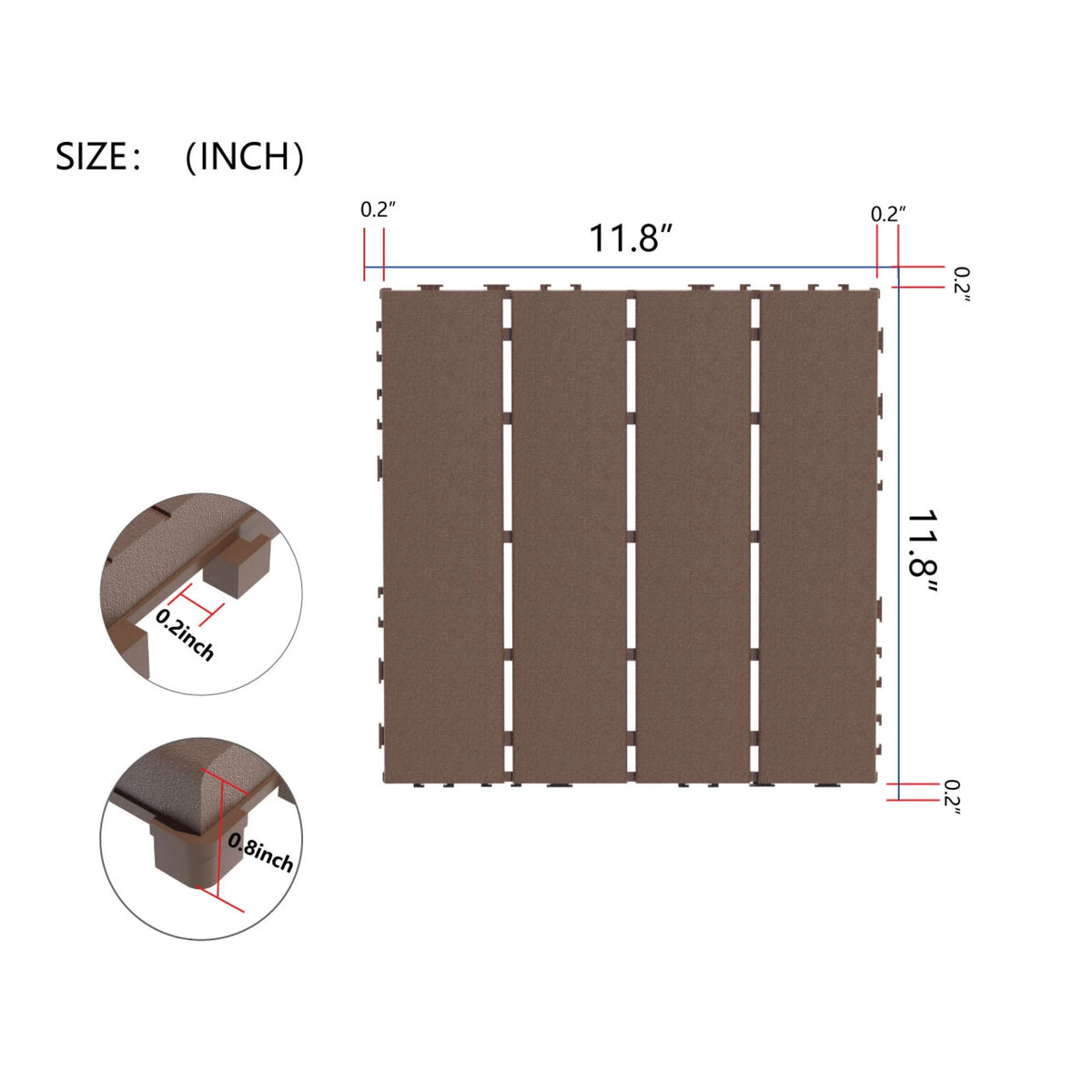 44PCS Plastic Interlocking Deck Tiles,Patio Deck Tiles,12"x12" Square Waterproof Outdoor