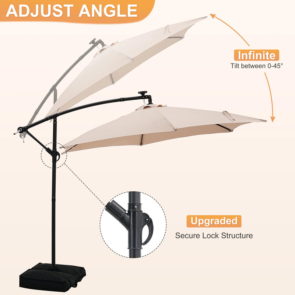 Autlaycil 10 ft Cantilever Offset Outdoor Patio Umbrella with Base Stand Rotate and Tilt, Blue