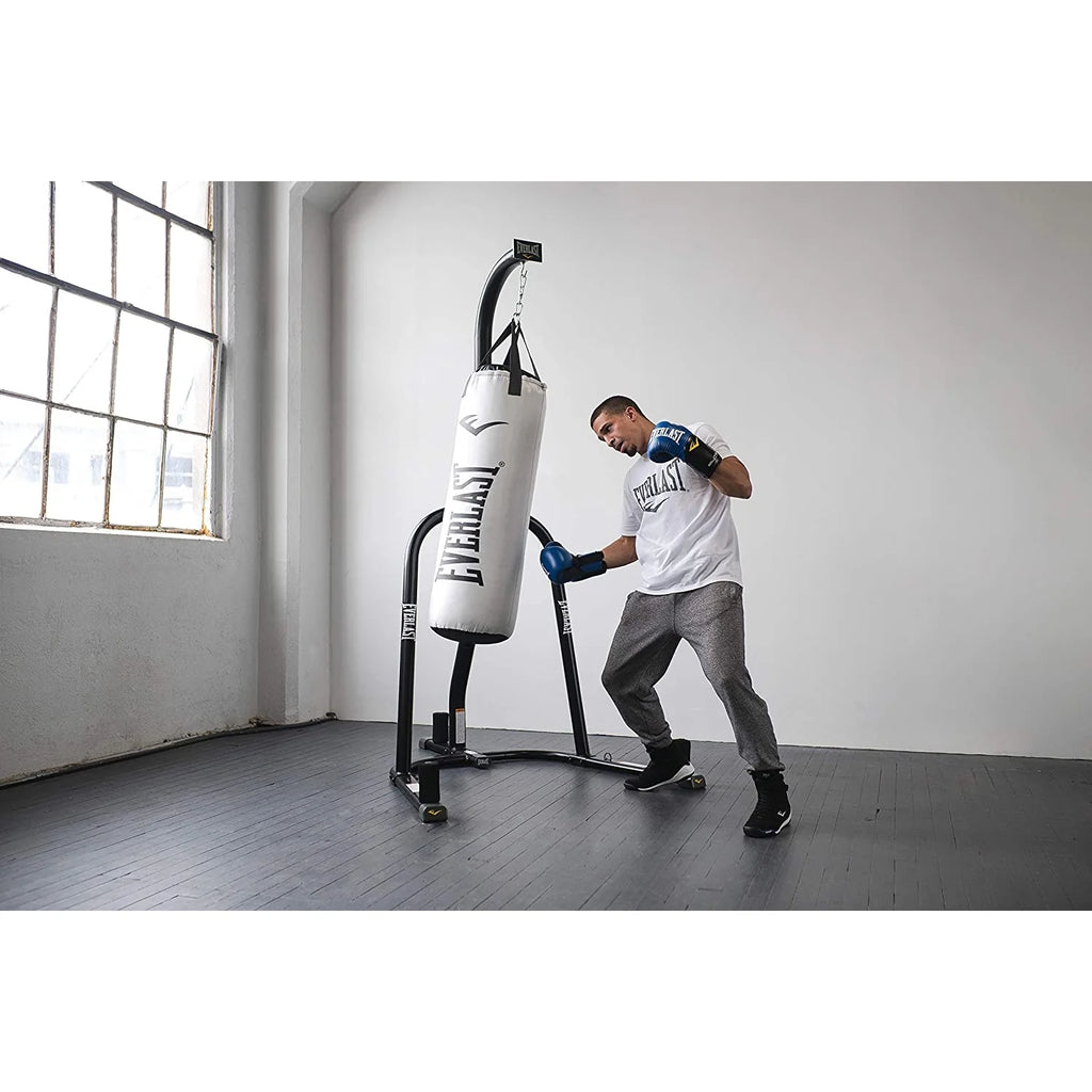 Everlast Single Station Heavy-Duty Punching Bag Stand, Powder-Coated Steel, 100 lb Capacity, Black