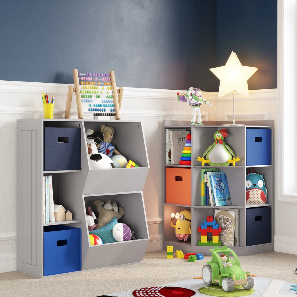 RiverRidge Kids Corner Playroom Cabinet with 6 Toy Storage Cubbies and 3 Shelves - White
