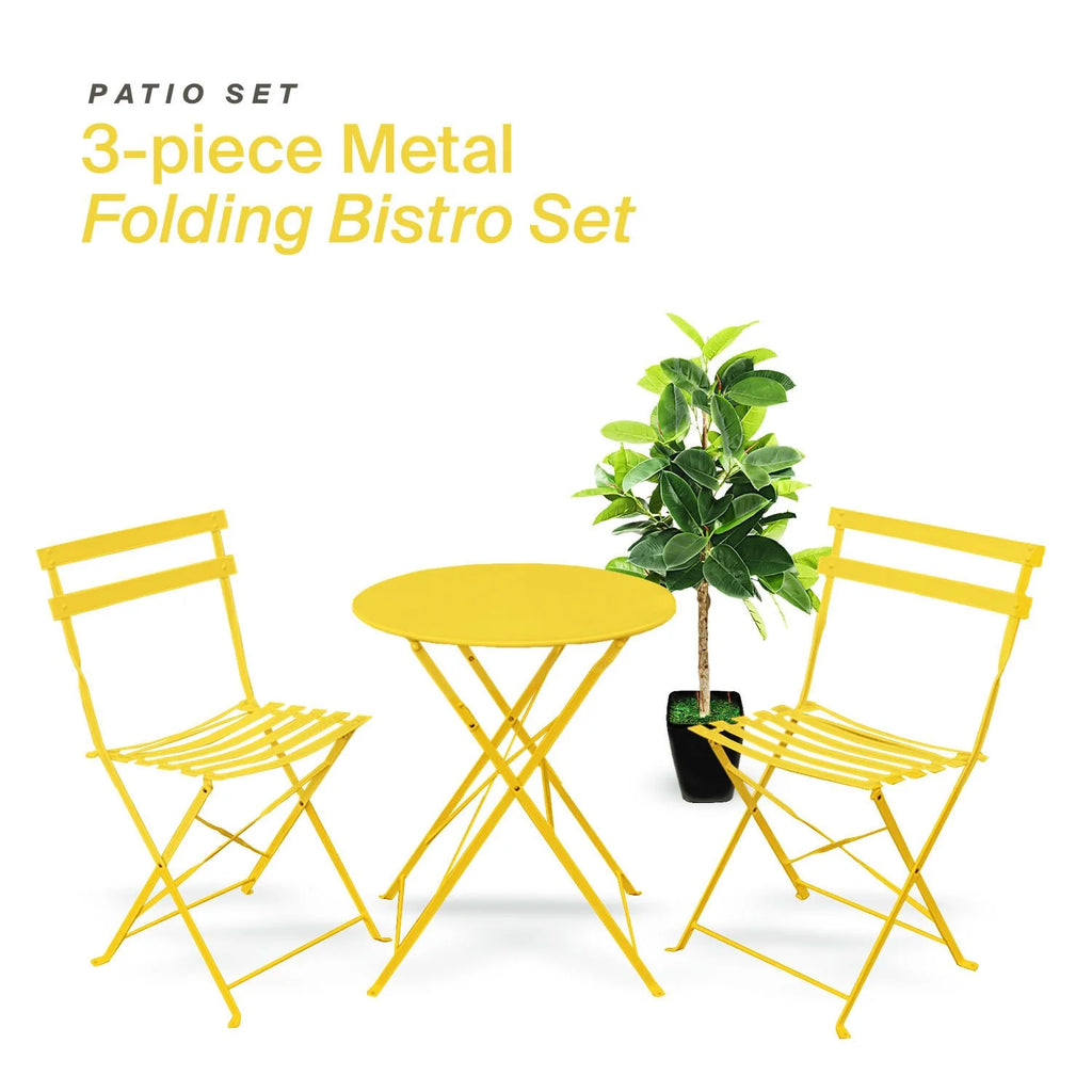 Alin 3 Piece Relaxing Outdoor Furniture Set 2 Handy Chairs With a Round Table - Yellow