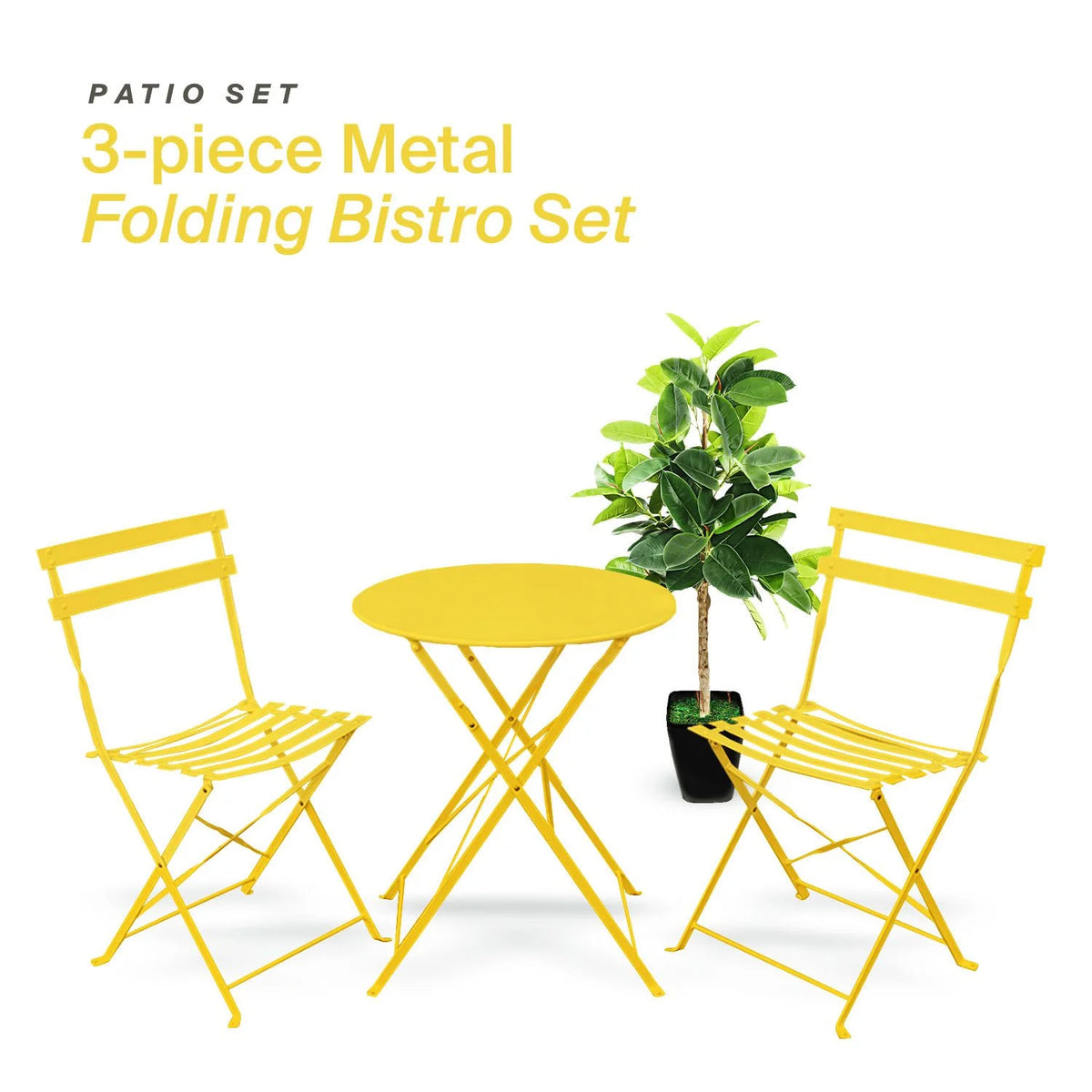 Alin 3 Piece Relaxing Outdoor Furniture Set 2 Handy Chairs With a Round Table - Yellow