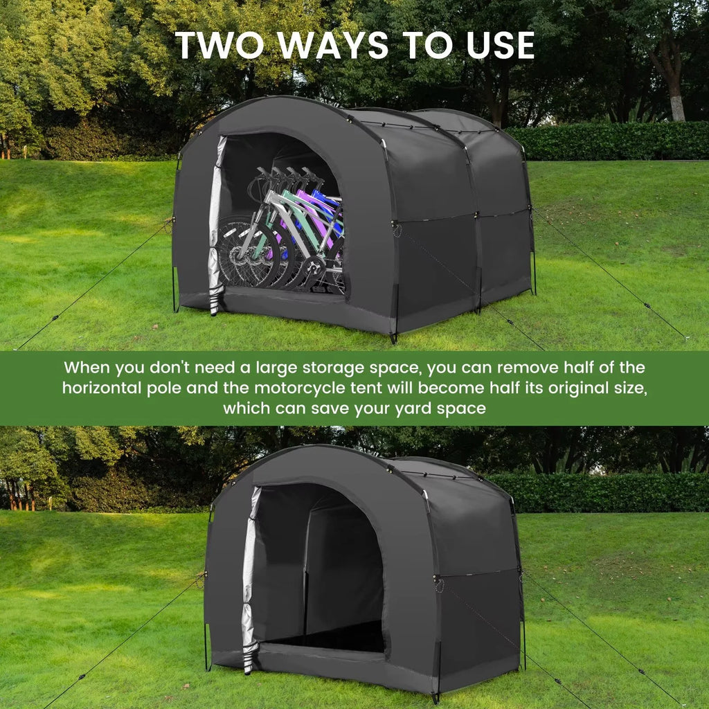 NAIZEA Large Bike Storage Tent, 47" Depth Storage for 6 Bikes Waterproof Outdoor Bicycle Cover, Lawn Mower Garden Tools Shed, Backyard Storage Room Tent Shelter W/Fixing Peg & Rop