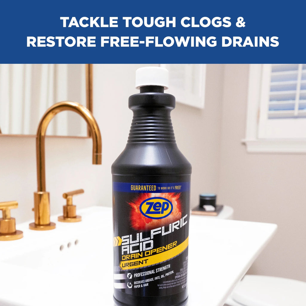 Zep Sulfuric Acid Drain Opener - 32 oz (Case of 12) ZUSADO32 - Professional Strength Drain Cleaner
