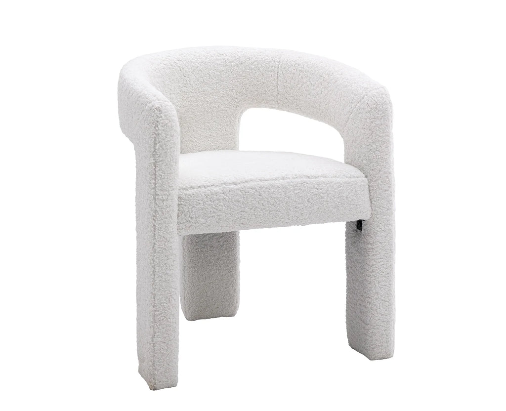 Guyou Modern Sherpa Upholstered Dining Chair, Cute Barrel Side Armchair Kitchen Chair with Armrests and Back for Living Room Dining Room Bedroom, Green