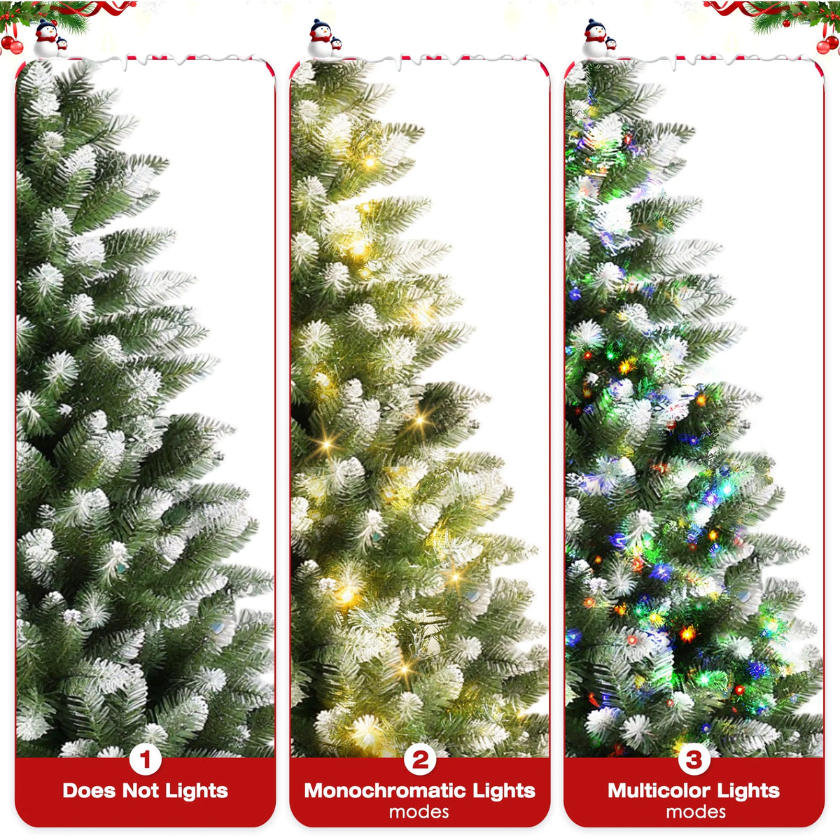 Yexmas 9ft Pre-Lit Green Christmas Tree, 11 Modes Colored LED Lights, Artificial Xmas Tree with Large Storage Bag