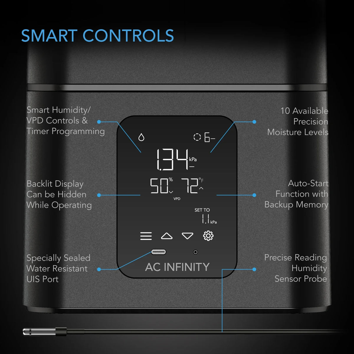 AC Infinity CLOUDFORGE T7, Plant Humidifier 15L with VPD and Humidity Controller, Detachable Piping, Indoor Room Humidifier with Redesigned No-Leak Seal for Grow Tents, Grow Rooms & Greenhouses