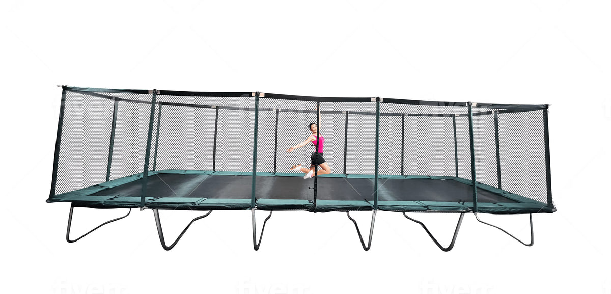 Galactic Xtreme 10x17 FT Outdoor Rectangle Trampoline with Net Enclosure 750Lbs Heavy Weight Jumping Capacity - Outdoor Gymnastics Trampolines for Adults and Kids