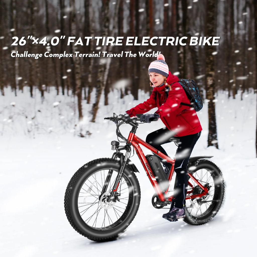 Gocio 26" 4.0 Fat Tire Electric Bike for Adults, 500W Motor, 48V 13Ah Battery, Lightweight Aluminum Alloy Frame, Max 22Mph Electric Mountain Bike Beach Snow Ebike for Men, Professional 7-Speed UL2849