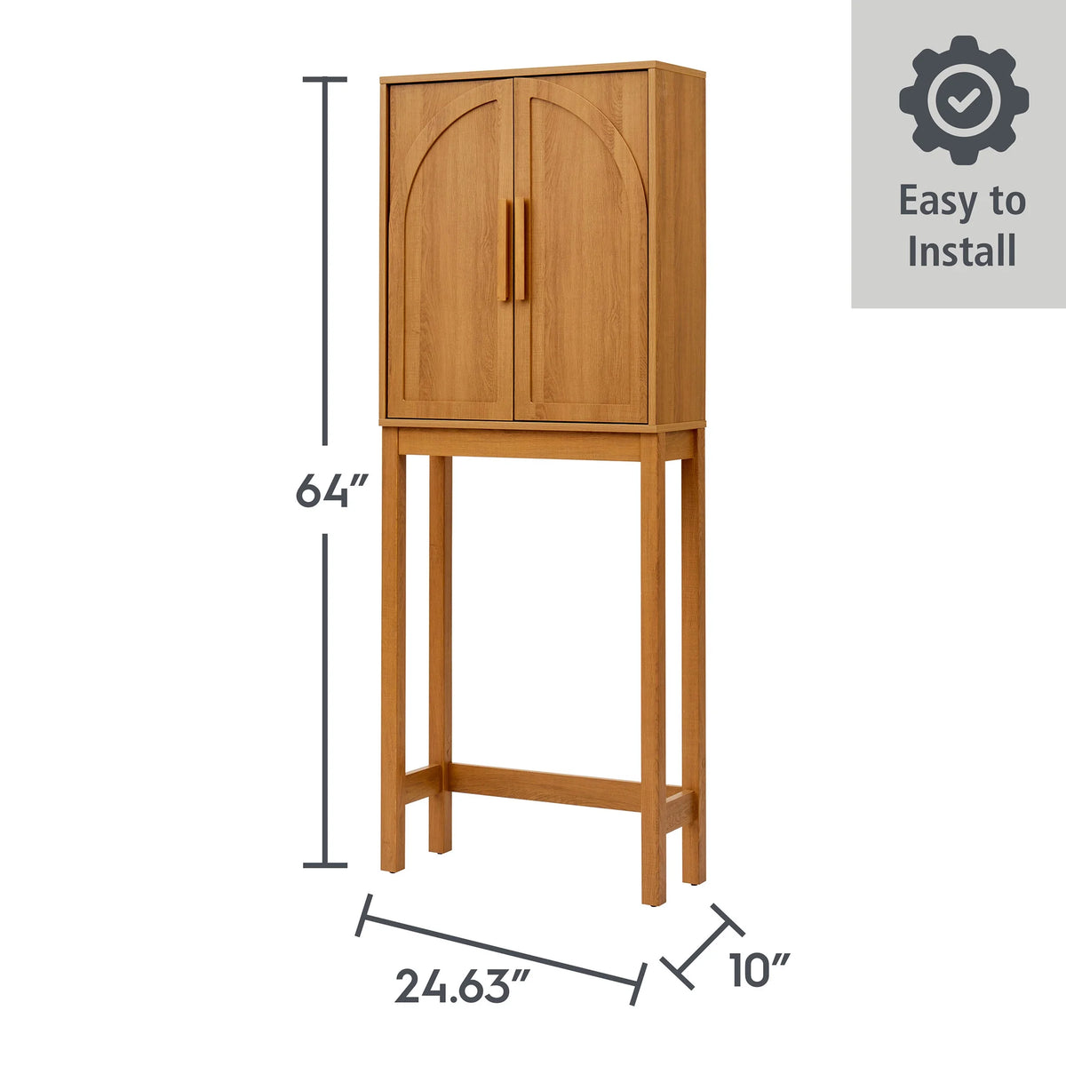 Better Homes & Gardens Juliet over-the-Toilet Space Saver Cabinet, 2 Adjustable Shelves, Black