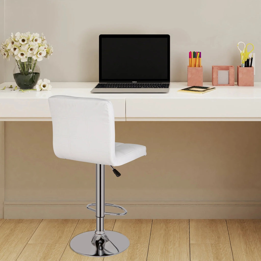 ZenSports Set of 2 Height Adjustable Swivel Bar Stool PU Leather Kitchen Counter Stool W/Back, White