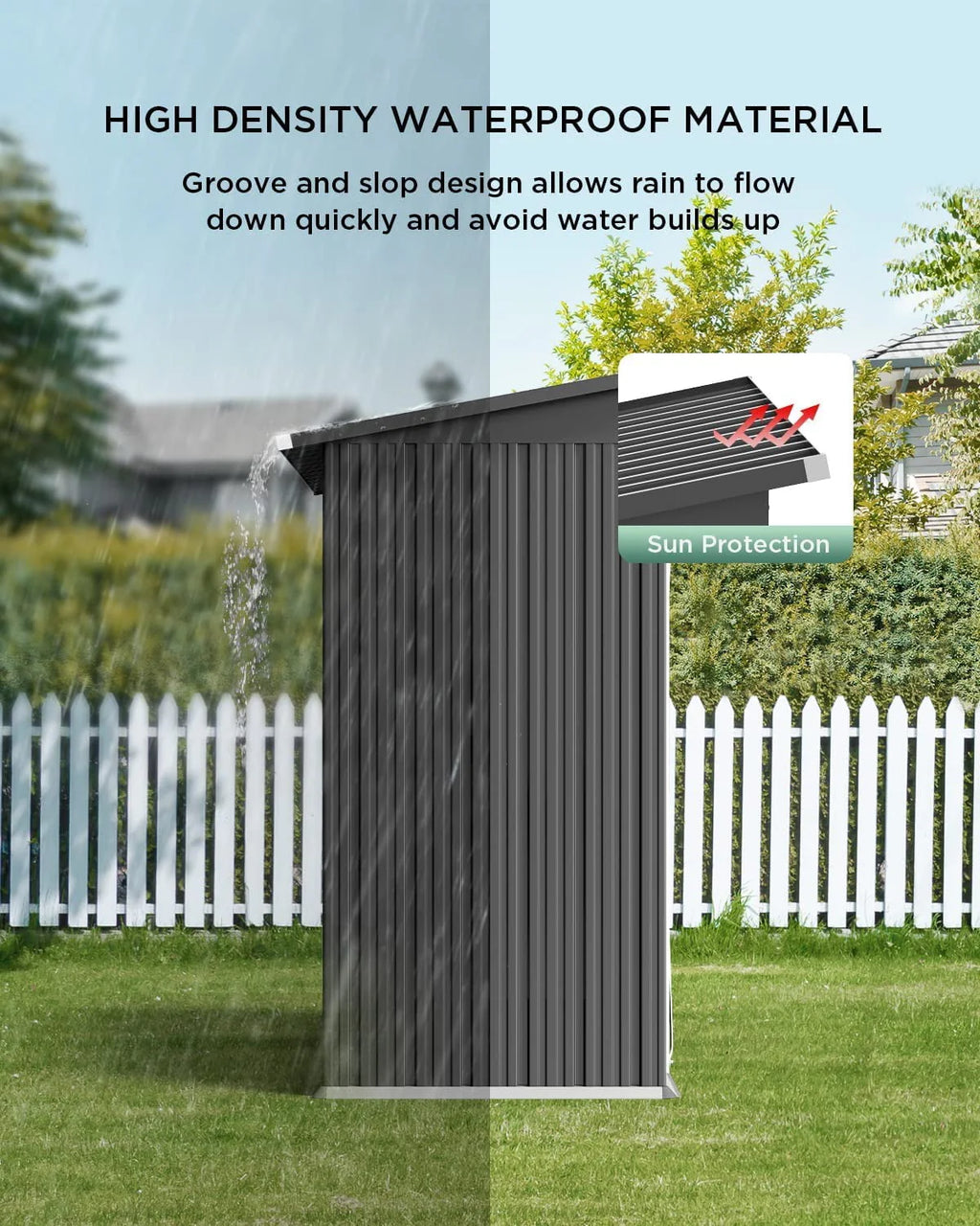 Aiho 5'x 3' Metal Outdoor Storage Shed for Patio Lawn Garden - Gray
